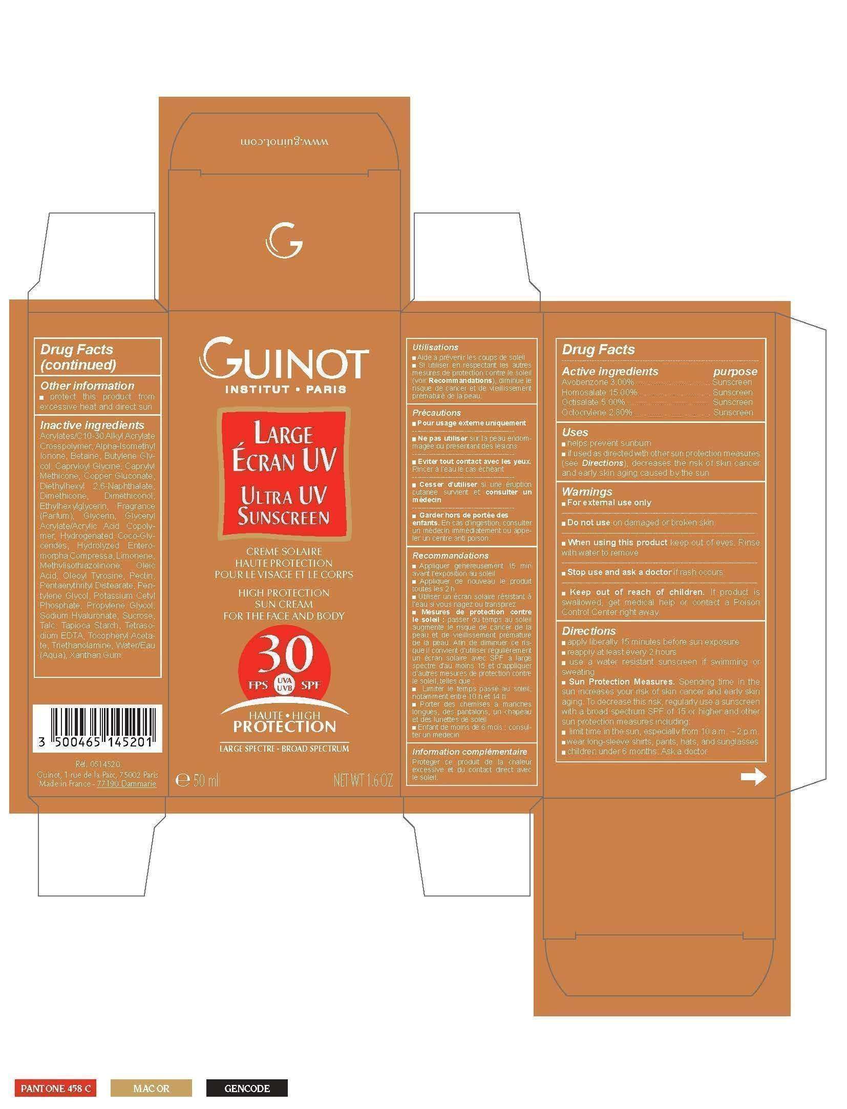 GUINOT Ultra UV Sunscreen High Protection Sun Cream for the face and body SPF 30